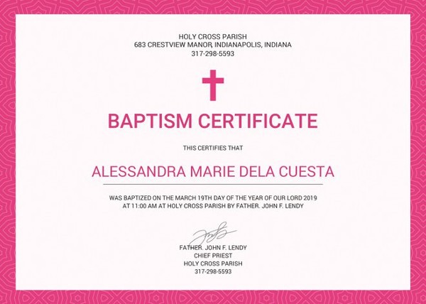 Baptism Certificate 12 Free Word PDF Documents Download