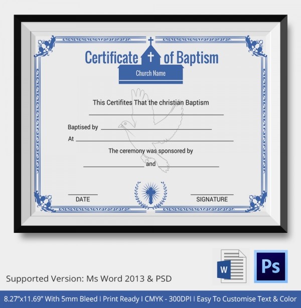 Baptism Certificate 12 Free Word PDF Documents Download