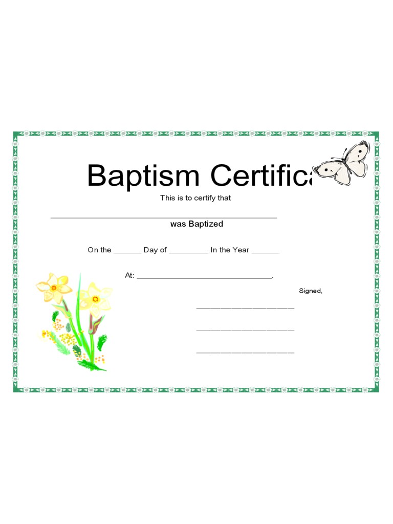 Baptism Certificate 4 Free S In PDF Word Excel Download