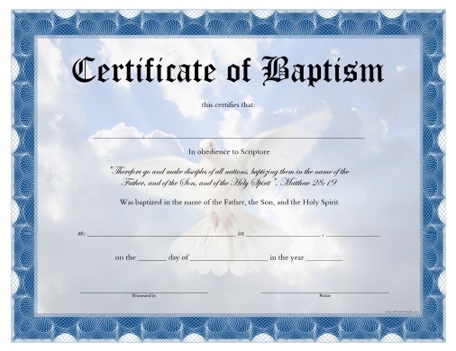 Baptism Certificate Free Printable AllFreePrintable Com Pdf