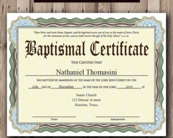 Baptism CERTIFICATE Template MICROSOFT WORD Editable File Etsy Certificate Pdf
