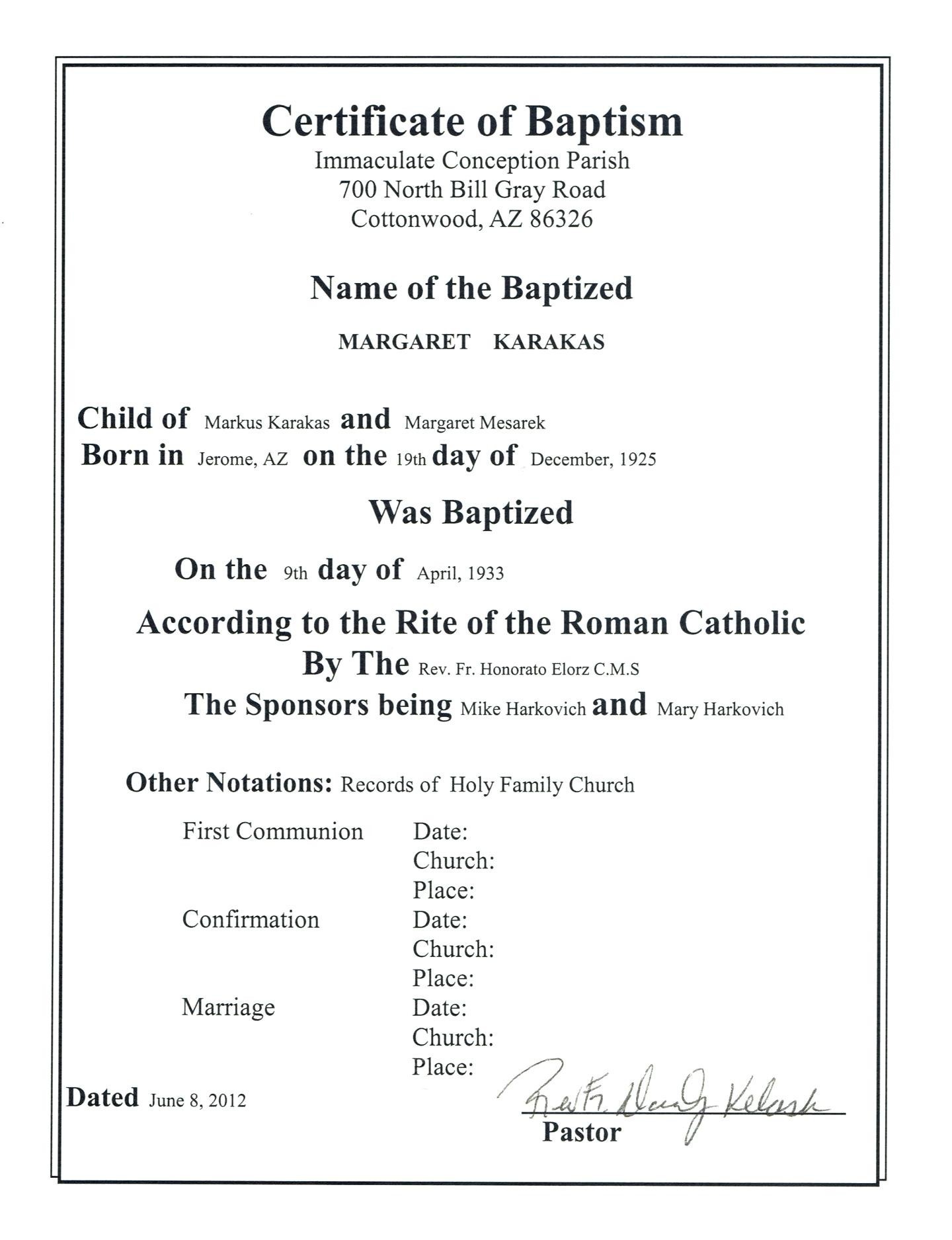 Baptism Class Certificate Template Free Printable