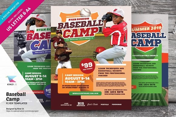 Baseball Camp Flyer S Creative Market Brochure