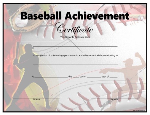 Baseball Certificate Free Printable AllFreePrintable Com Certificates For Kids