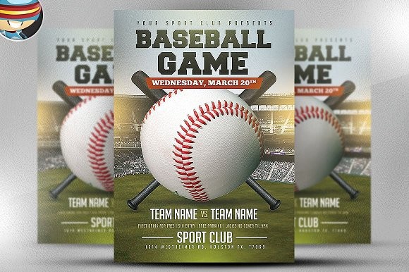 Baseball Flyer Template 2 Templates Creative Market Brochure