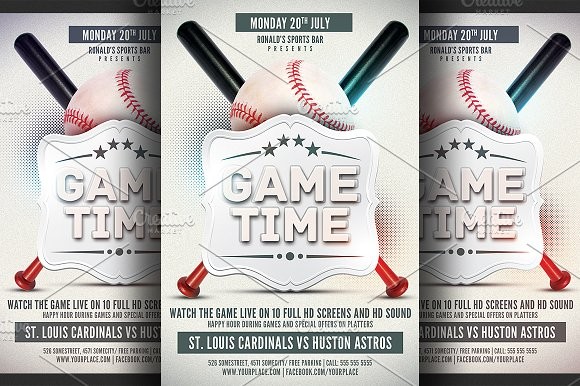 Baseball Game Flyer Template Templates Creative Market Brochure