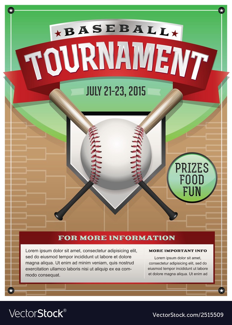 Baseball Tournament Flyer Royalty Free Vector Image Softball Template