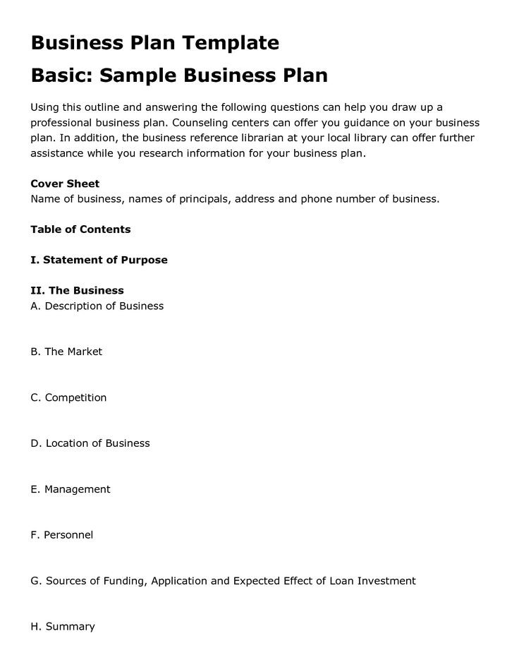 Basic Business Plan Outline Free Ukran Agdiffusion Com Simple