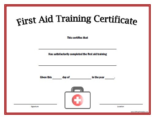 Basic First Aid Certificate Template Word