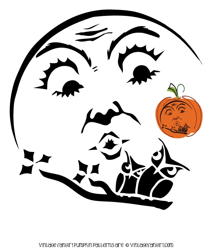 Beautiful Halloween Moon And S Pumpkin Stencil Vintage Fangirl Free Printable Stencils