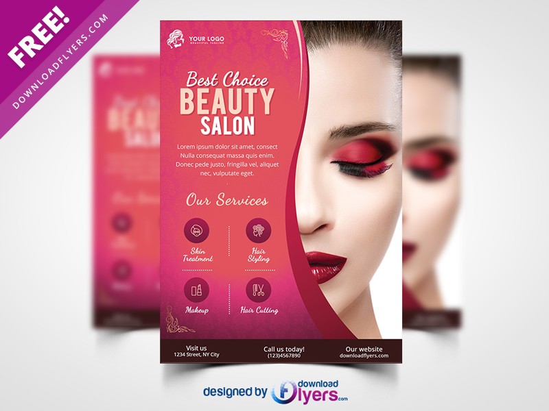 Beauty Salon Flyer Template Free PSD By Dribbble Hair Brochure Templates