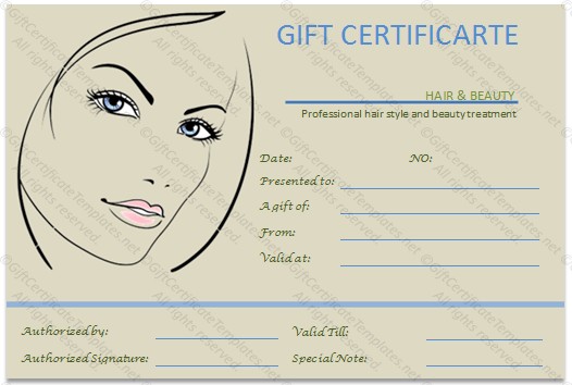 Beauty Salon Gift Certificate Template