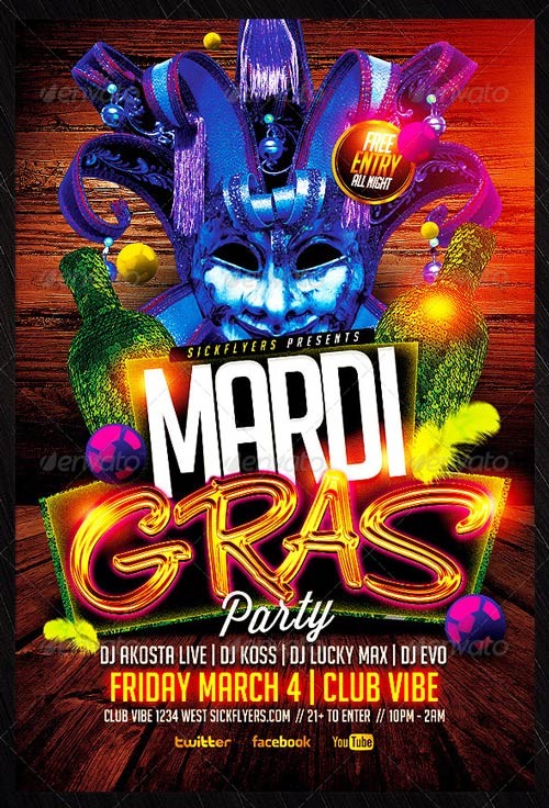 Best 20 Mardi Gras Flyer Templates Collection Download Party