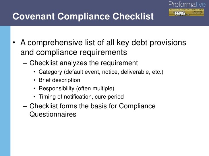 Best Practices In Debt Covenant Management Compliance Certificate Template