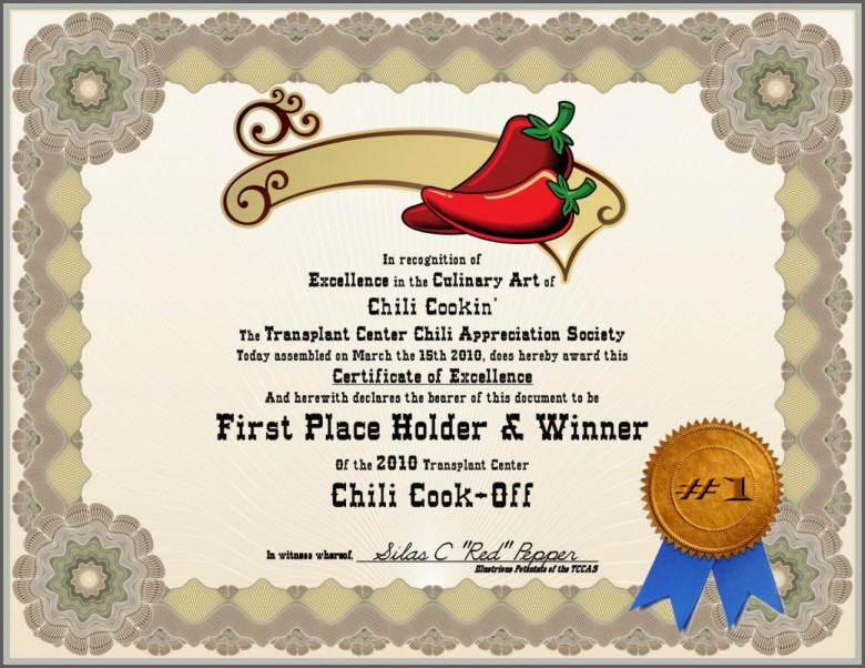 Best Solutions For Chili Cook Off Certificate Template With