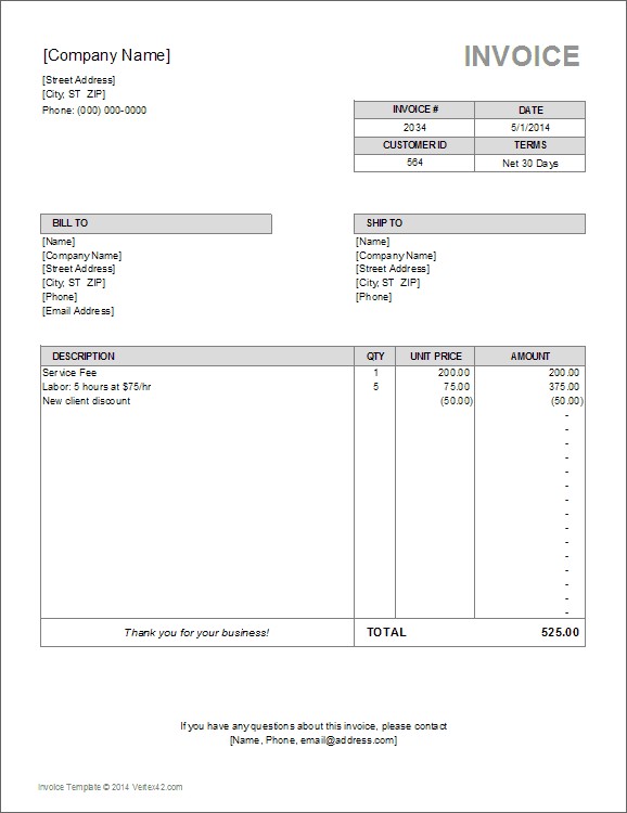 Ing Invoice Template For Excel Phone