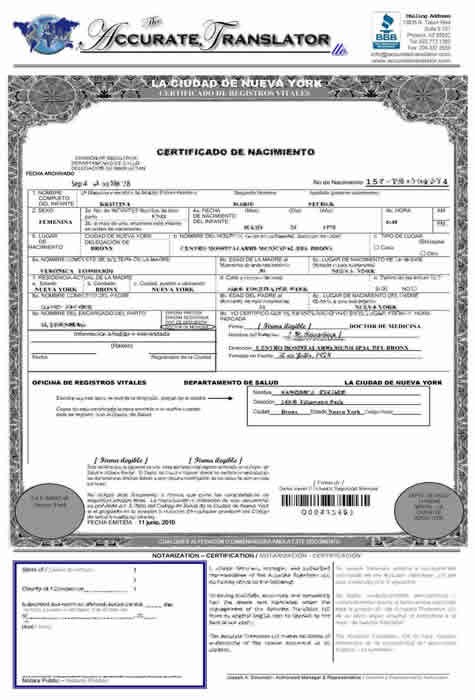 Birth Certificate Translation Of Public Legal Documents Spanish To English Template