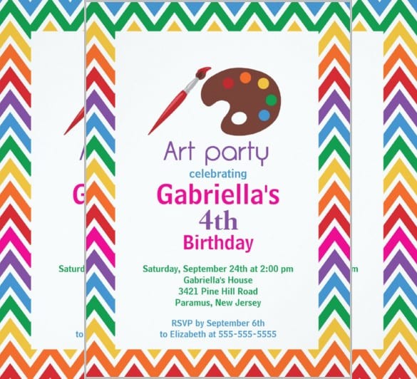 Birthday Card Invitation Templates For Kids Free Art Party