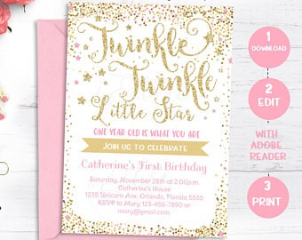 Birthday Invitation Template Twinkle Little Star