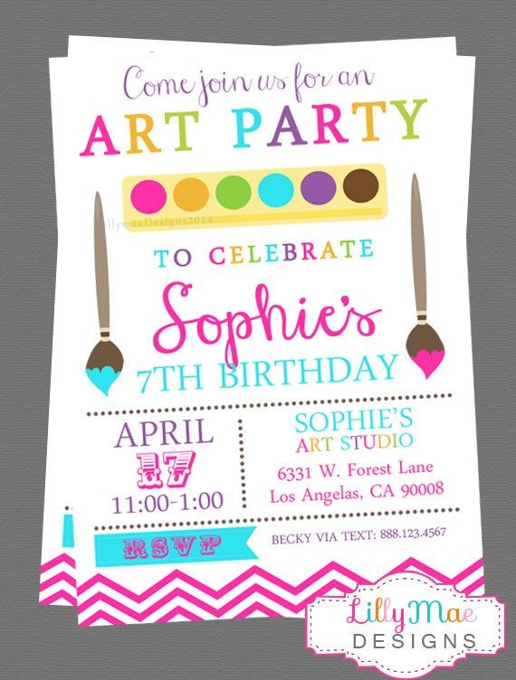 Birthday Invites Stylish Art Party Invitations Ideas Free Templates