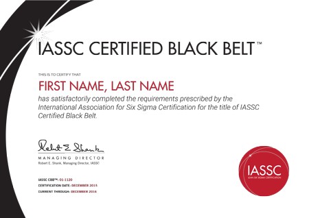 Black Belt Certification International Association For Six Sigma Certificate