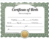 Blank Baby Birth Certificate Templates Images