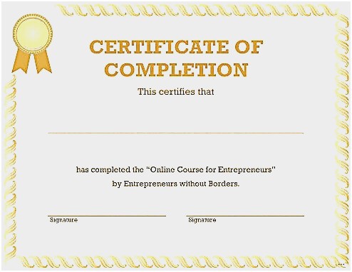 Blank Certificate Of Completion Marvelous