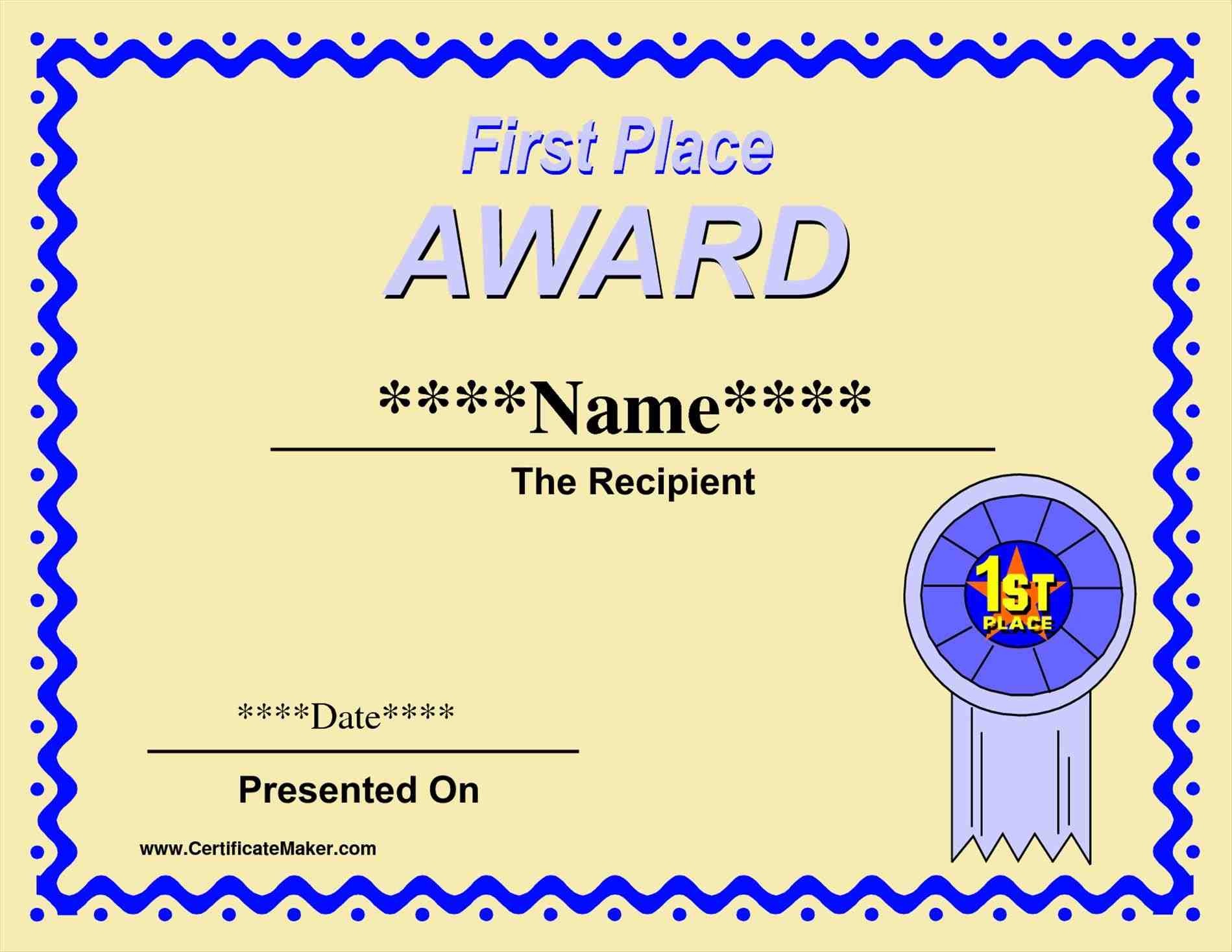 Blank Certificate S Free Awesome Collection Of 1st Place First Award