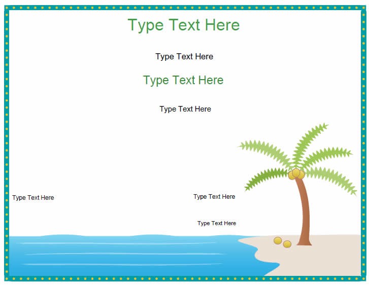 Blank Certificates Coconut Tree And Beach Com Gift Certificate Template