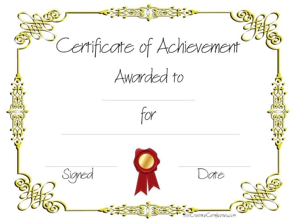 Blank Certificates For Kids Copy 8 Of Certificate Achievement