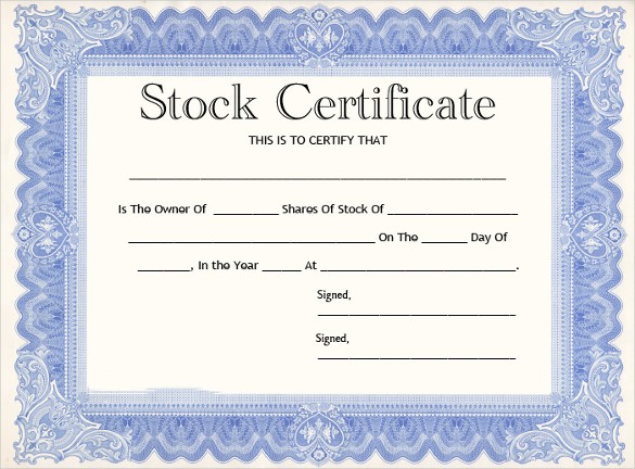 Blank Stock Certificate Template Corporate Certificates Share Free Download