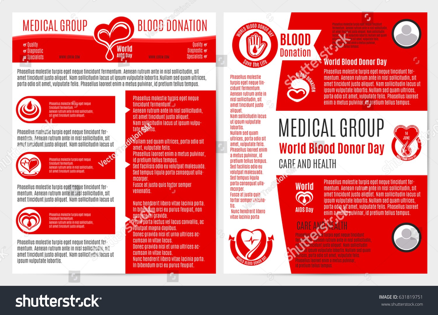 Blood Donation Medical Brochure Poster Template Stock Vector Hiv