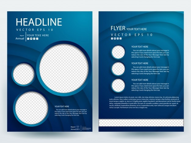 Blue A4 Brochure Layout Template With Circle Photo Placeholder