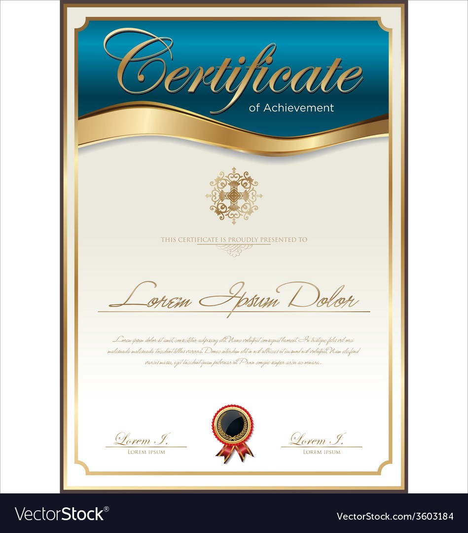 Blue Certificate Template Royalty Free Vector Image