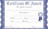 Blue Colored Certificate Of Award Or Prize Winner Template