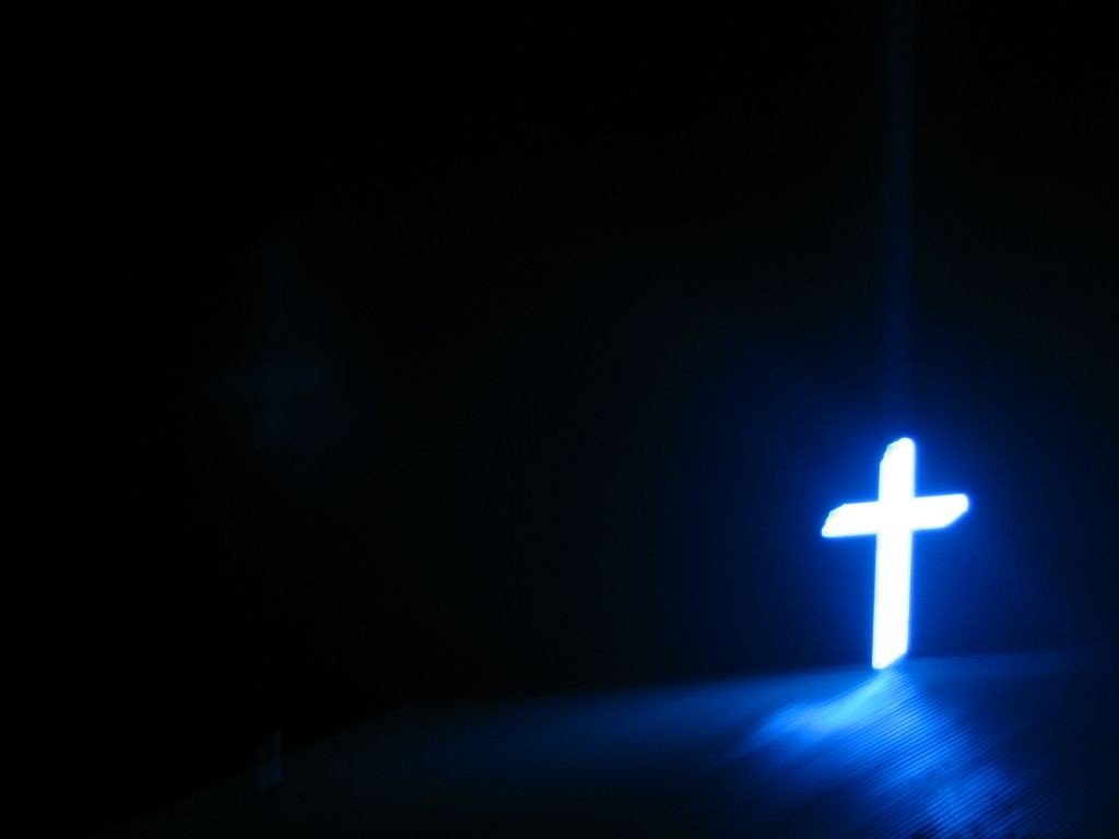 Blue Cross On At A Church Backgrounds For PowerPoint Christian PPT Free Powerpoint Slides