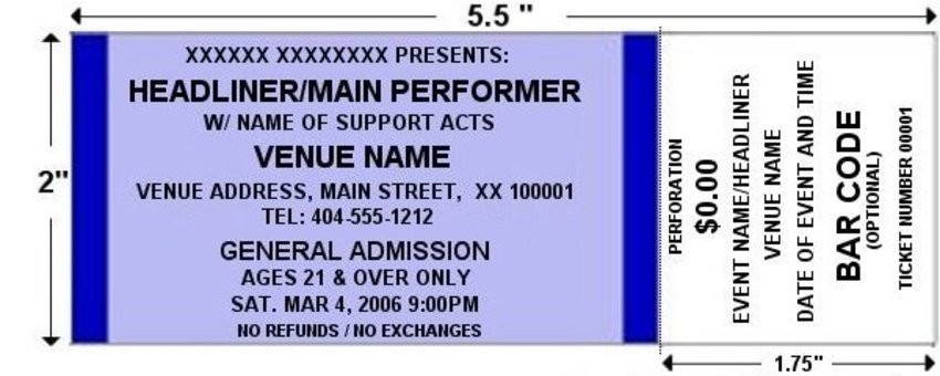 Blue Standard Horizontal Tickets By FreshTix Ticket Printing Create Event Free