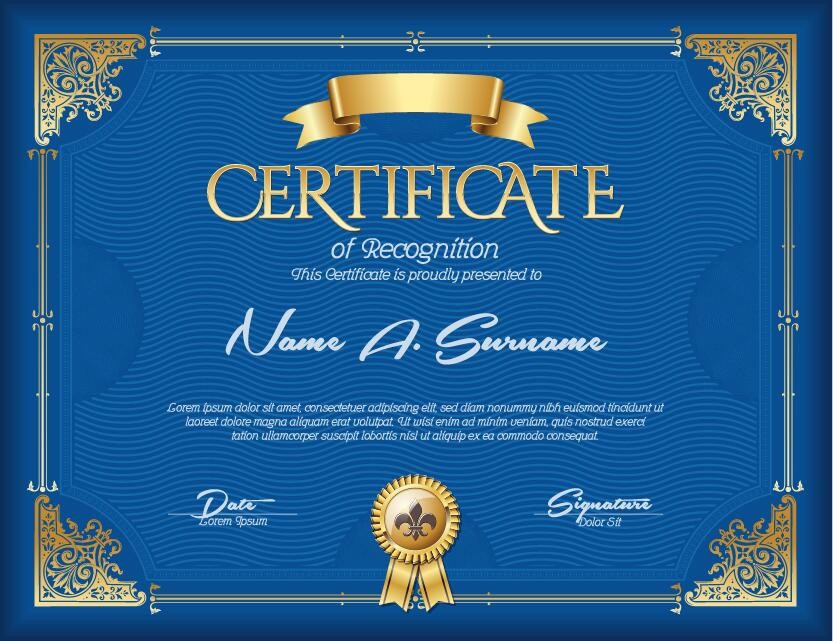 Blue Styles Certificate Template Vector WeLoveSoLo