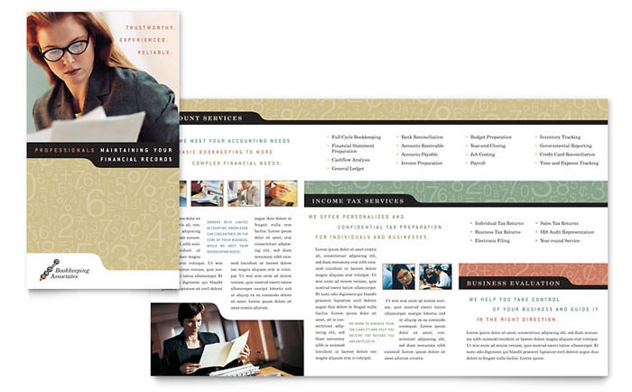 Bookkeeping Accounting Services Brochure Template Design Sample