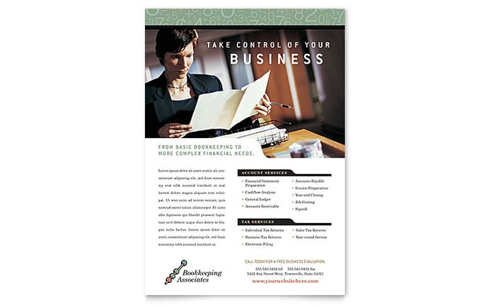 Bookkeeping Accounting Services Flyer Template Design Free