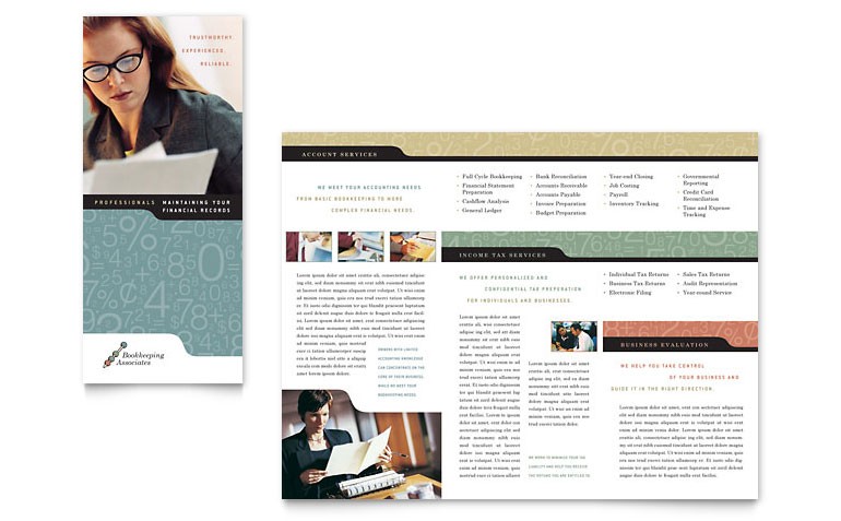 Bookkeeping Accounting Services Tri Fold Brochure Template