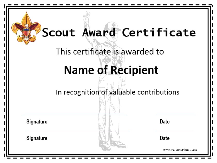 Boy Scout Certificate Template Word Templates Eagle