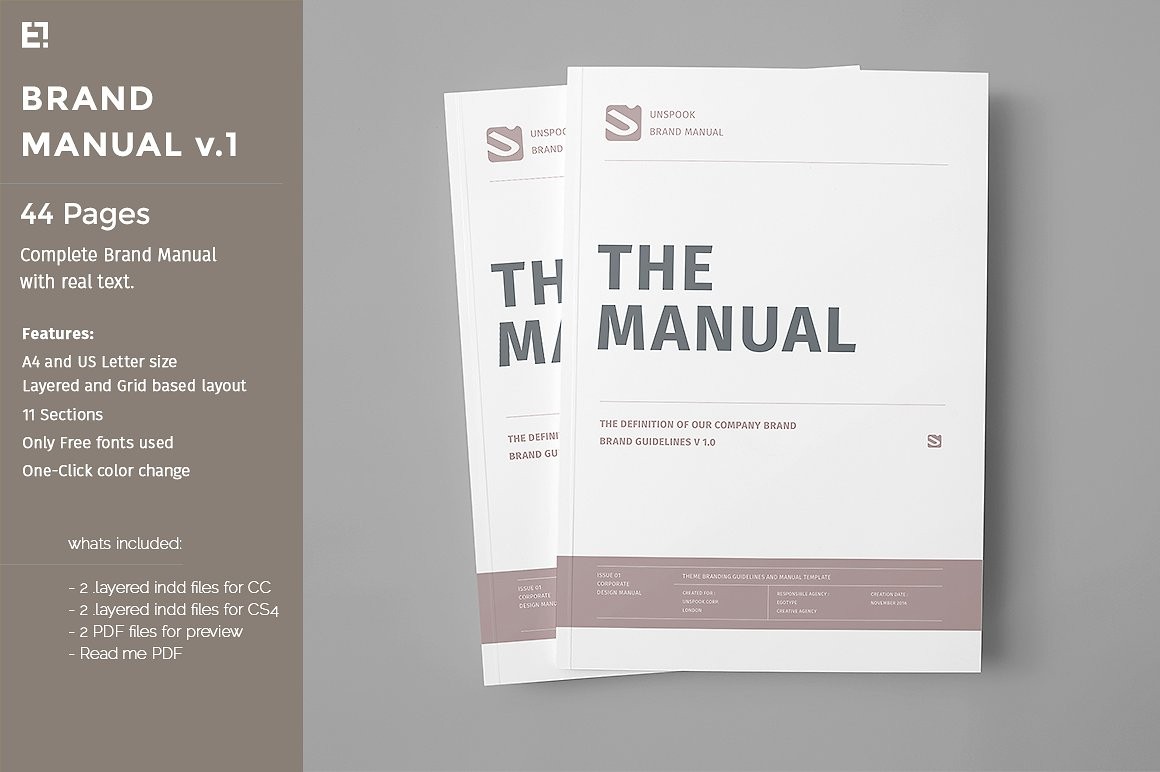 Brand Manual Templates Creative Market Book Template Indesign
