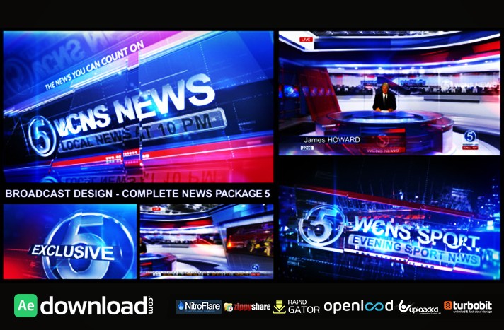 BROADCAST DESIGN COMPLETE NEWS PACKAGE 5 FREE After EFFECTS Effects Sports Templates Free