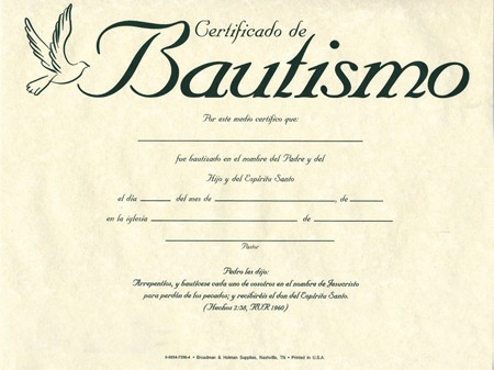 Broadman Church Supplies B H Publishing Group Baptism Class Certificate Template