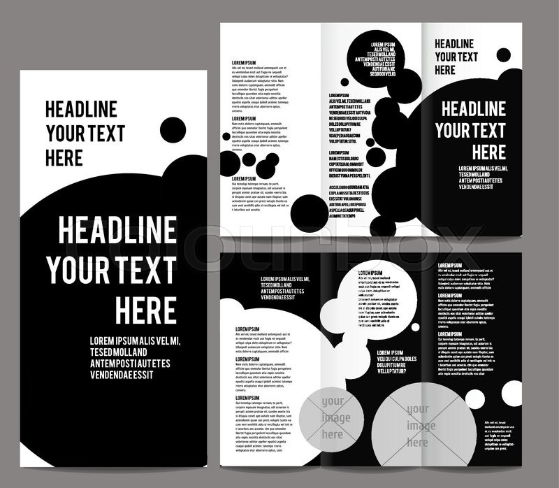 Brochure Design Template Vector Trifold Black And White
