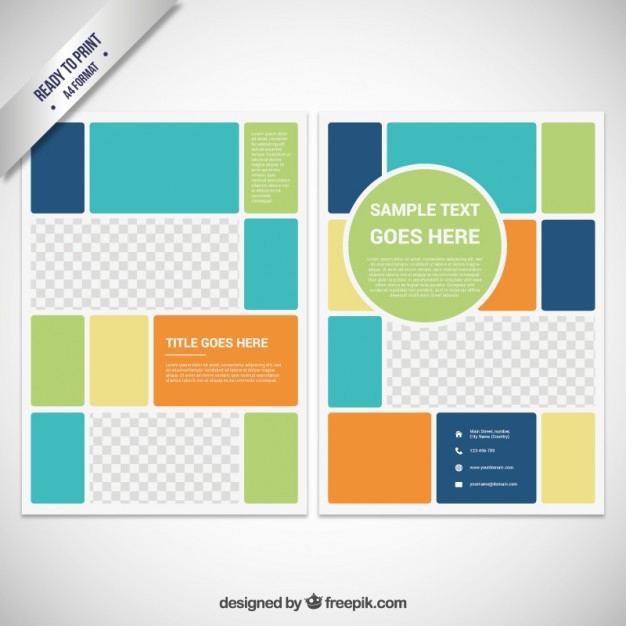 Brochure Template In Color Block Style Vector Free Download Colorful Templates