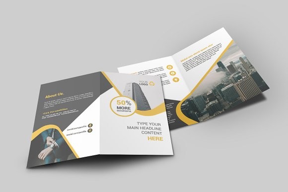 Business Bi Fold Brochure Templates Creative Market Bifold