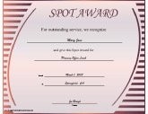 Business Certificates Free Printable Spot Award Certificate