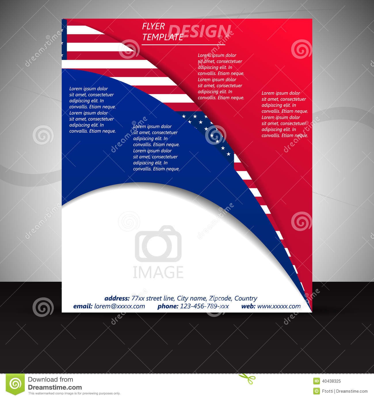 Business Flyer Template Or Corporate Banner With USA Flag Stock America Brochure